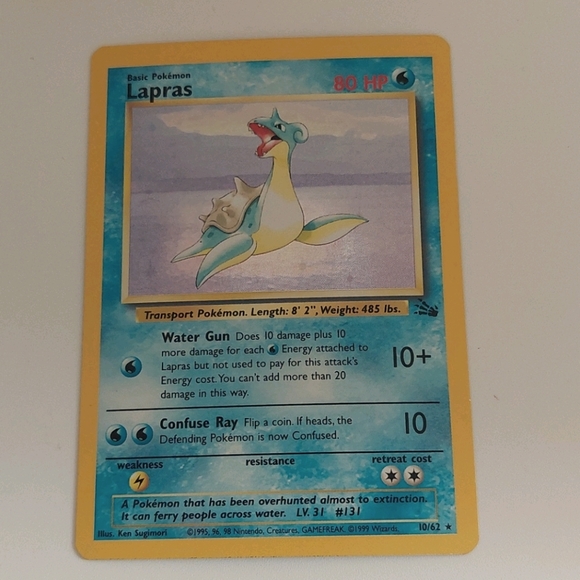 Rare Pokemon LAPRAS 10/62 1999 Jungle - Picture 8 of 11